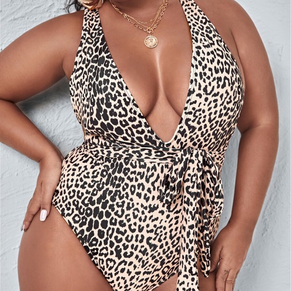 Boho Leopard Plunging neck wrap Monokini One Piece - Picture 5 of 5
